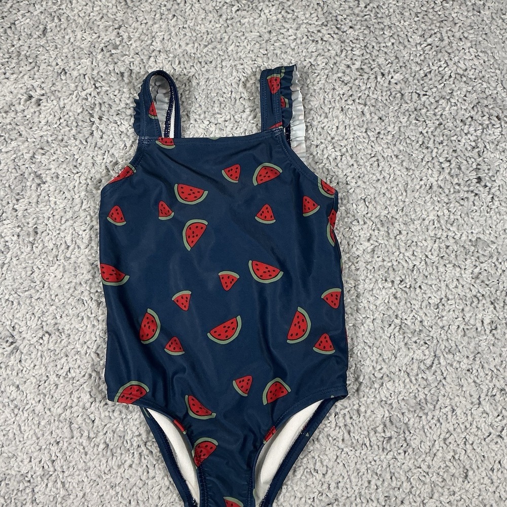 Carter's Baby Girls One Piece Swimsuit‎ Size 4T Blue Watermelon Print Pre-Owned - Picture 2 of 9